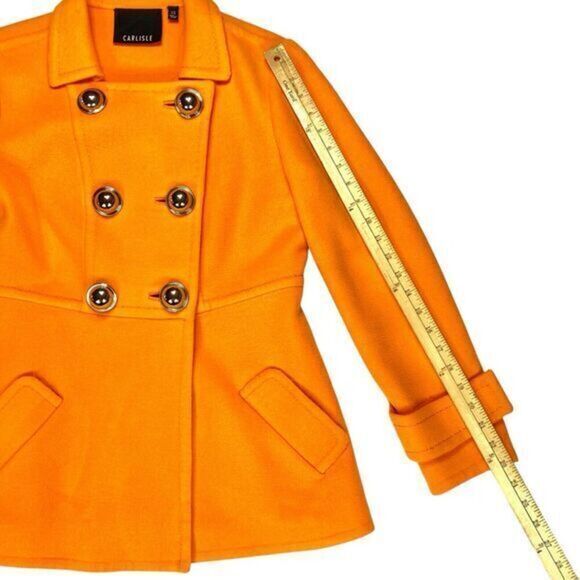 CARLISLE Wool Unlined Double Breasted UNIQUE Pea Coat 8 Chic Modern Preppy Noel - Picture 14 of 16